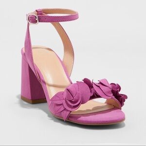 a new day Pink Floral Block Heel Sandals